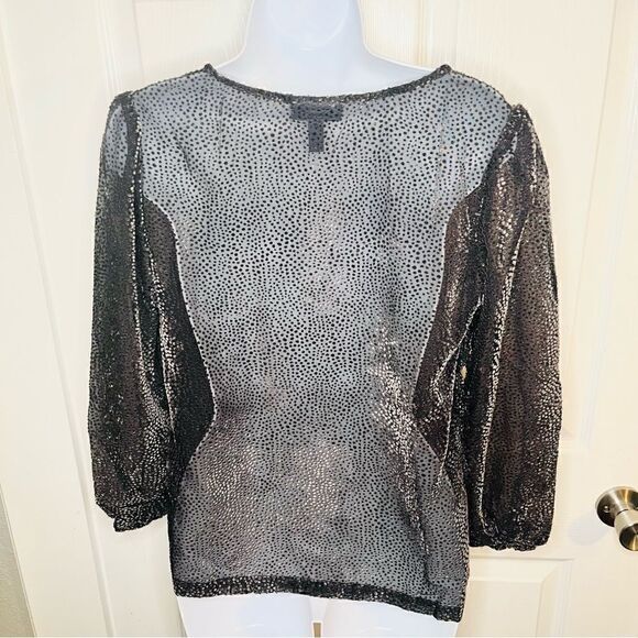 Modcloth Velvet Dot New Sheer's Eve Top Grey Black M - Picture 9 of 11